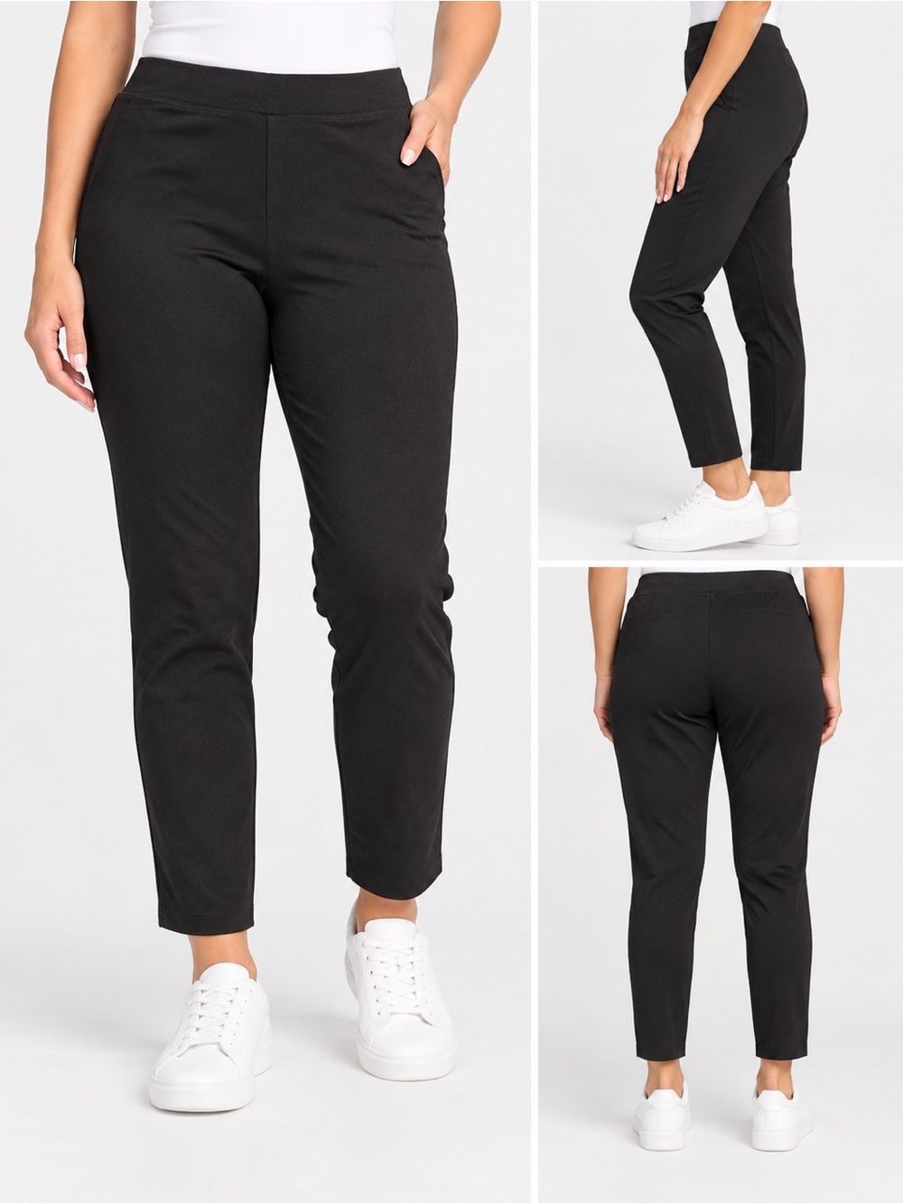 Eileen Fisher Black Stretch Pull-On Ankle Pants Women’s XL Minimalist Casual